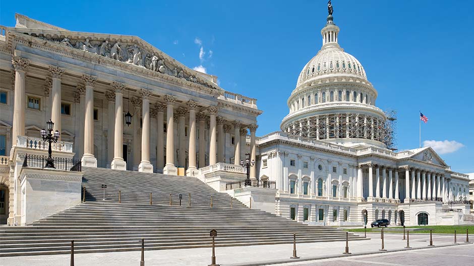 The US House of Representatives and the Capitol building dome in Washington D.C.