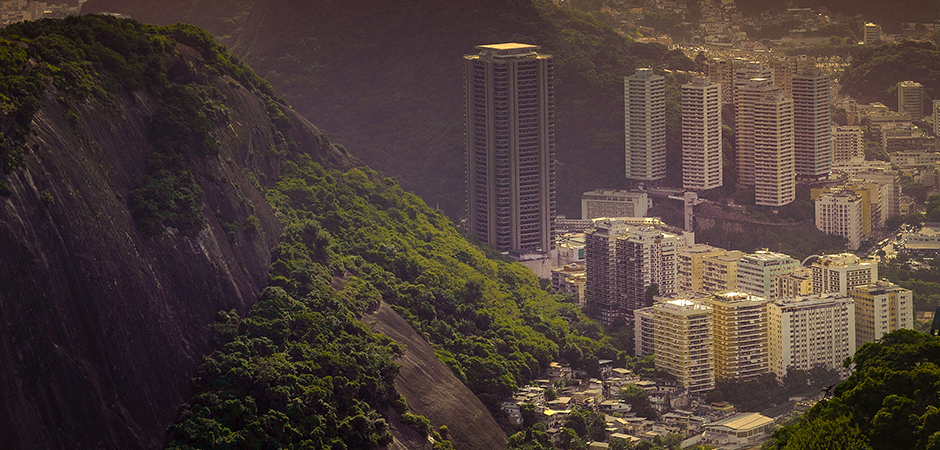 Aerial view of a city on a hill, Rio De Janeiro, Brazil