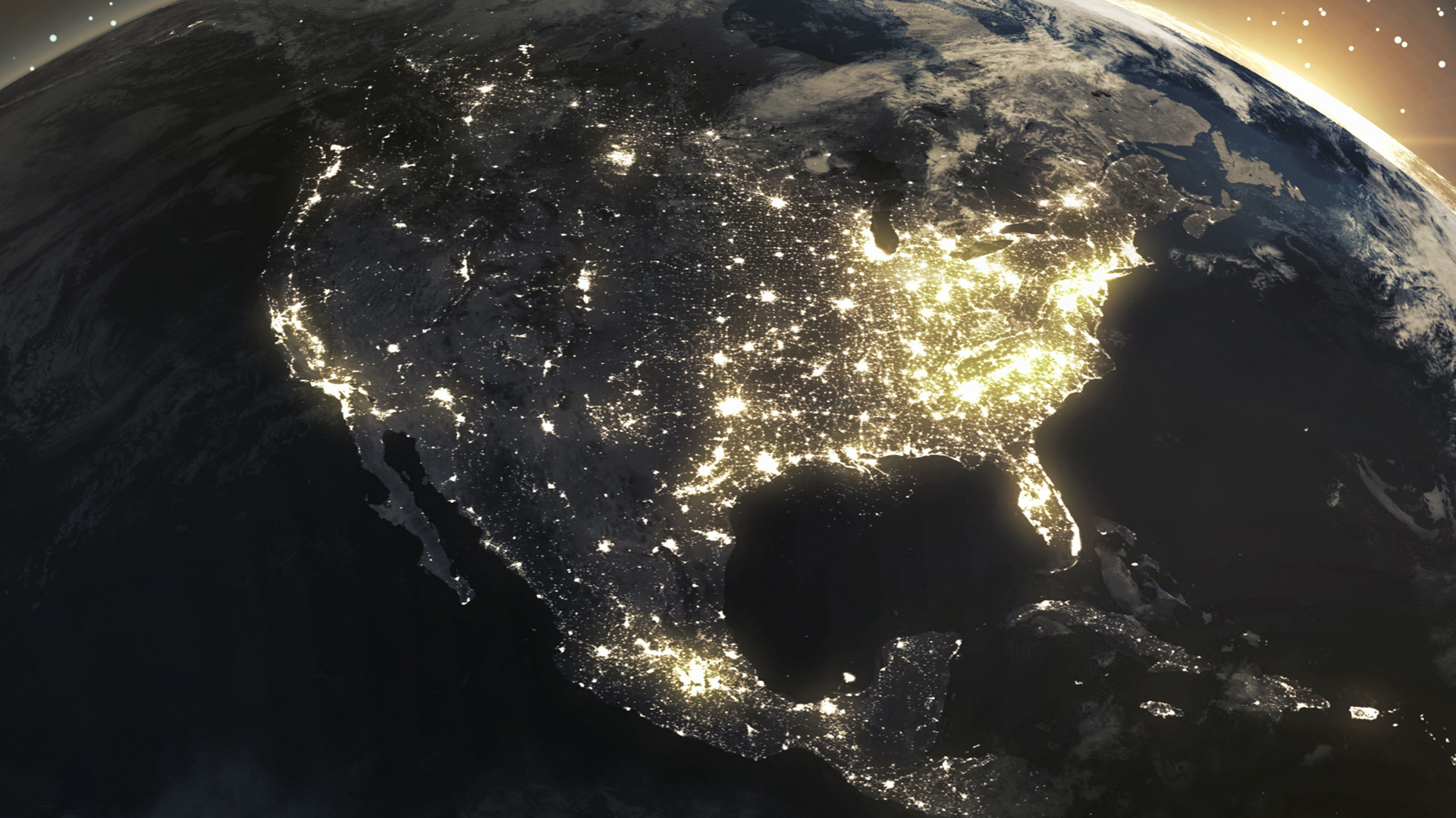 United States at night taken from satellite