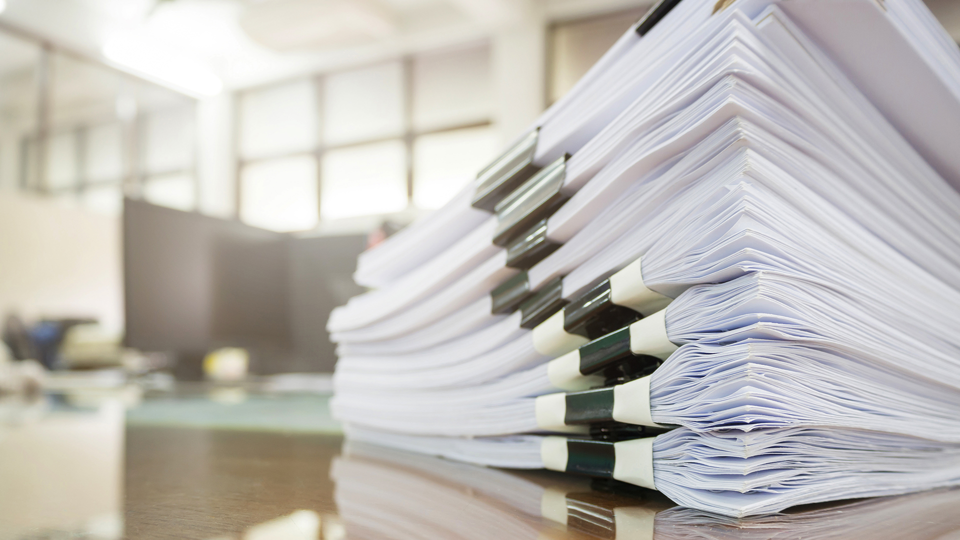 Stack of documents on a desk