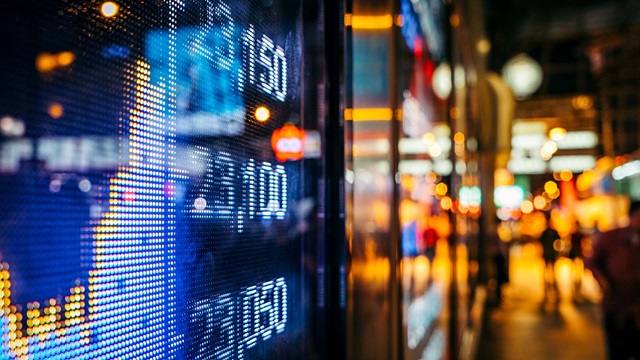 Digital stocks and outdoor walkway