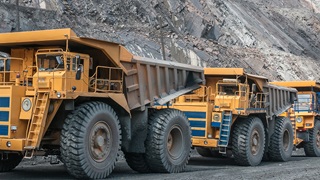 Yellow mining trucks