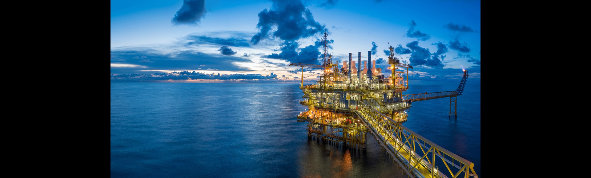 Oil rig in the sea night