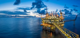 Oil rig in the sea night 