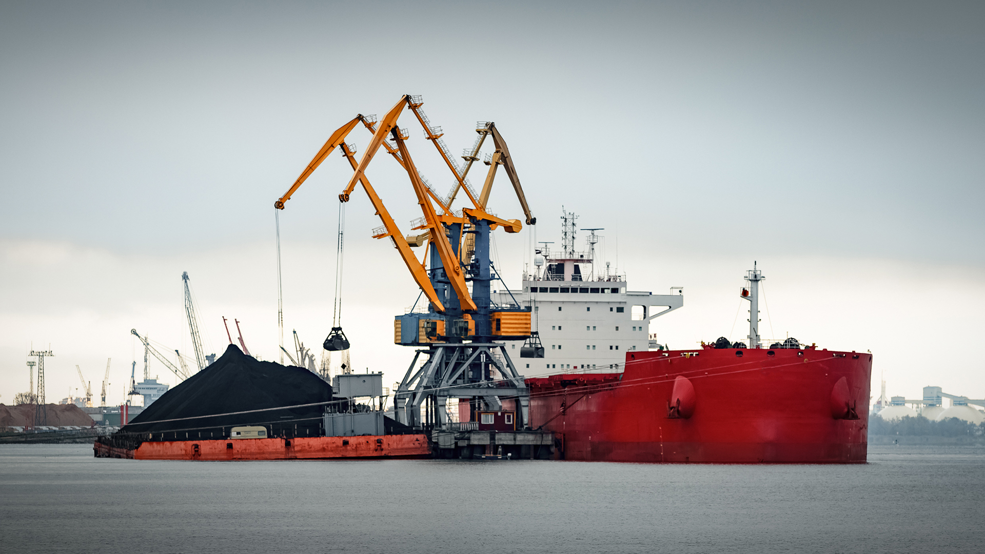 Ship on a gloomy day