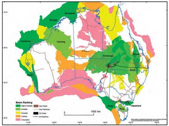 Australia’s basins ranked for CO2 storage potential