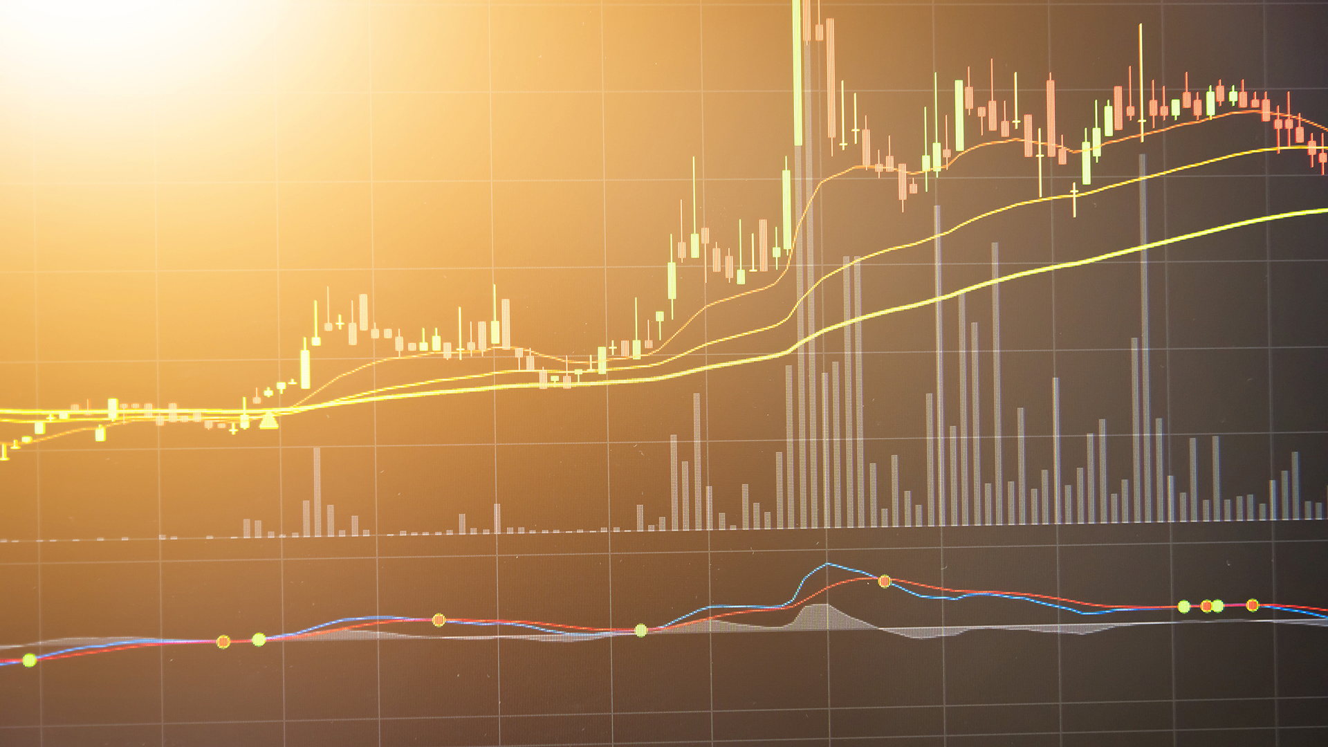 digital graphs in orange, black and grey