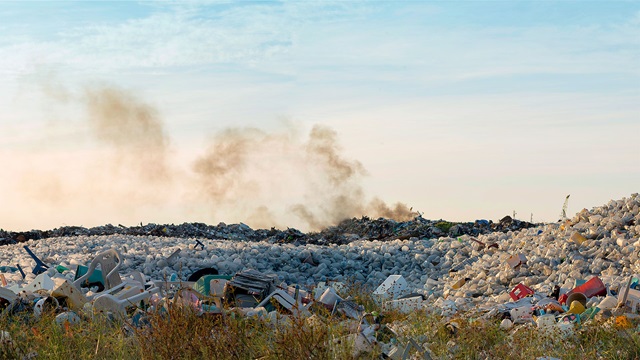 rubbish tip for waste