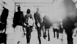 Business crowd walking