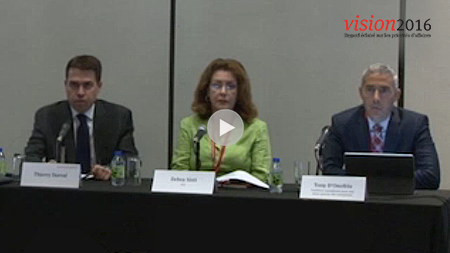 3 speakers at a panel presentation