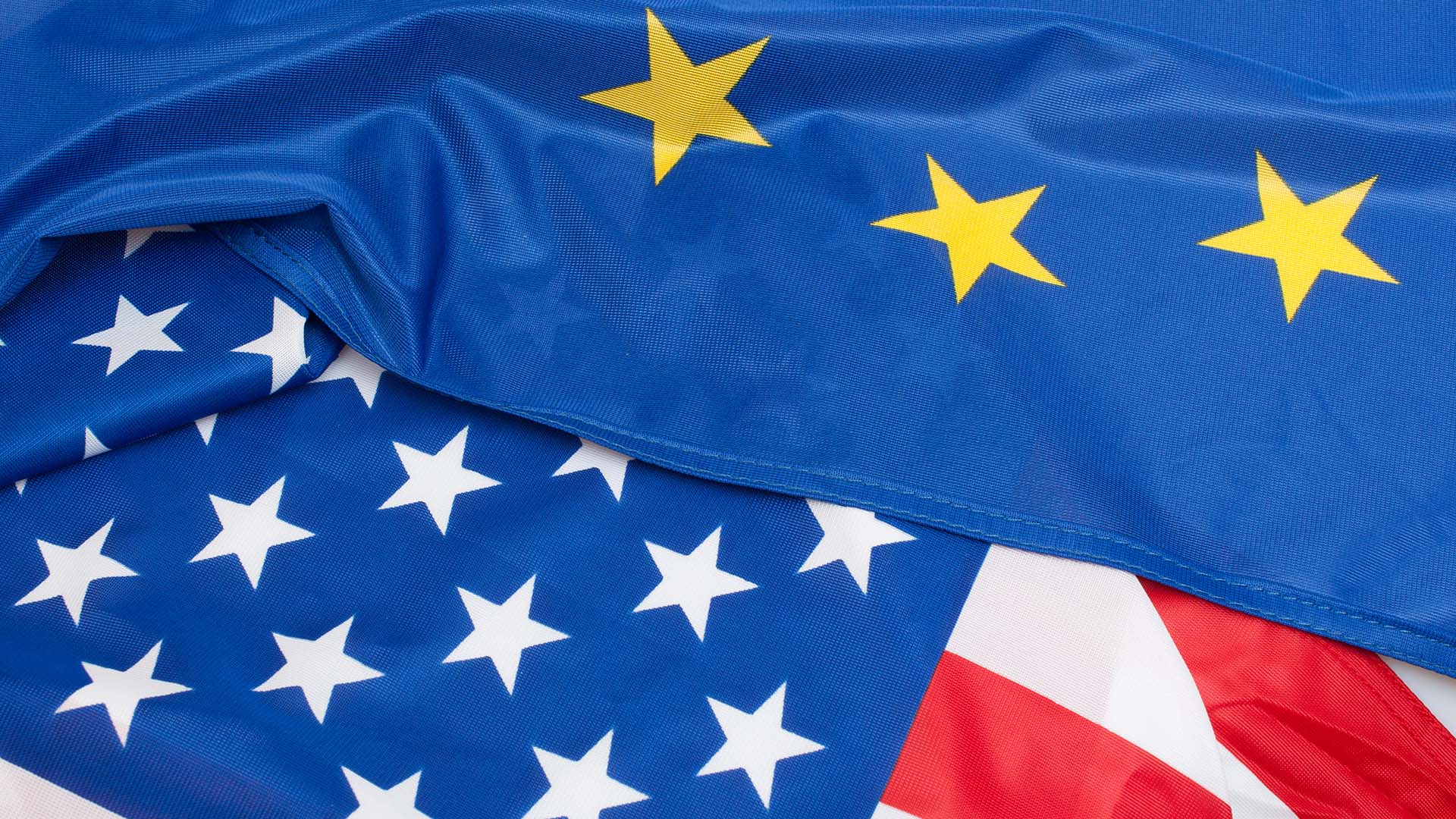 Overlay of the European Union and United States flags