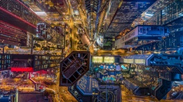 Hong-Kong-Skylines-at-night-from-aerial-view