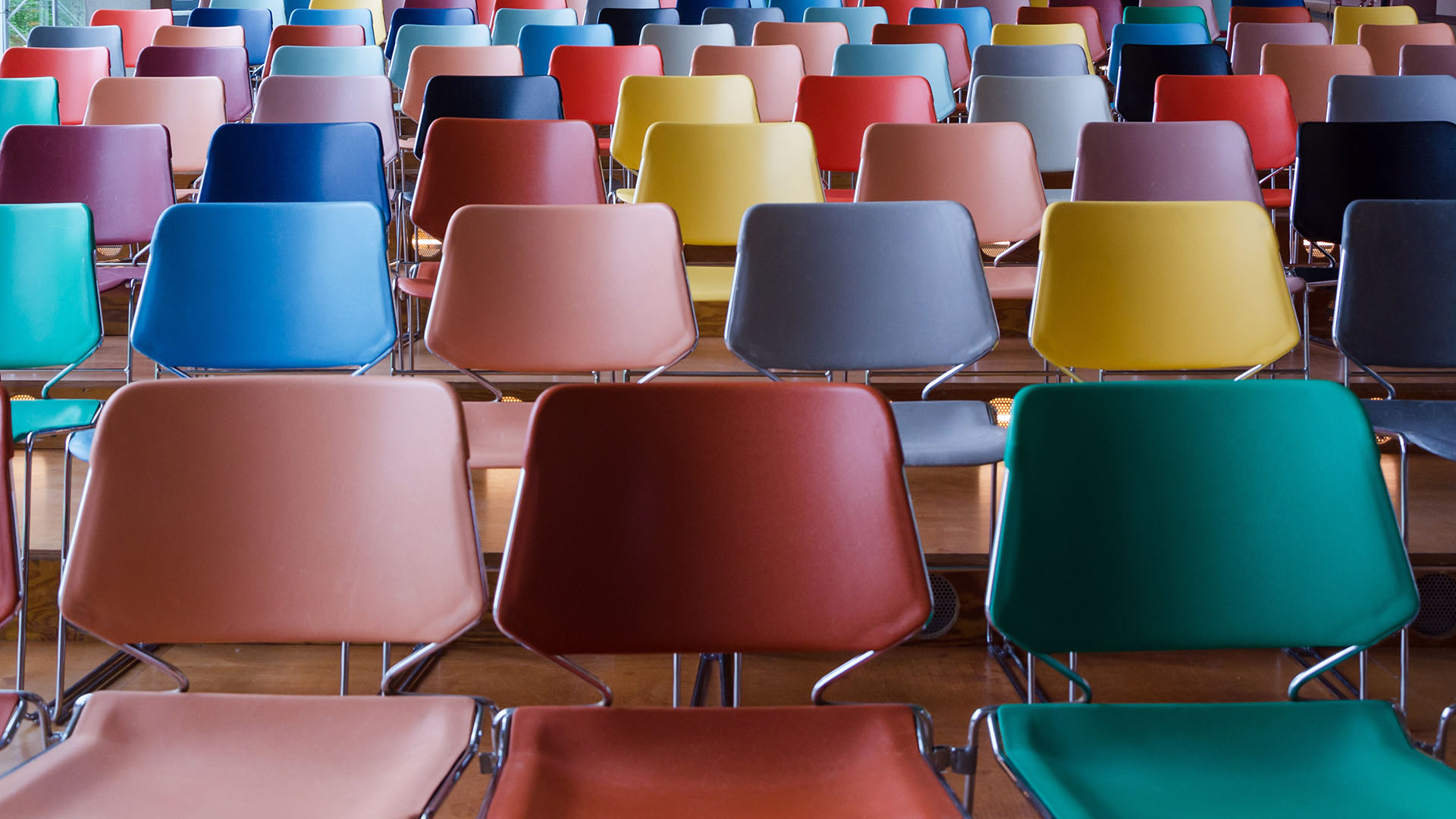 colorful chairs rows