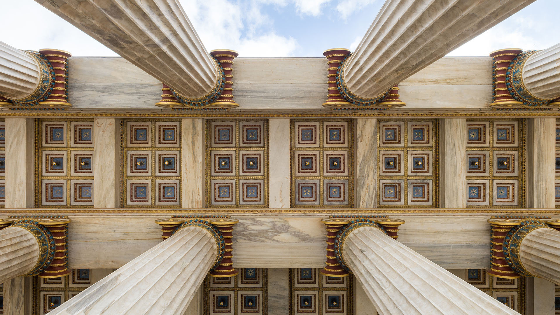 low angle view ionic order columns