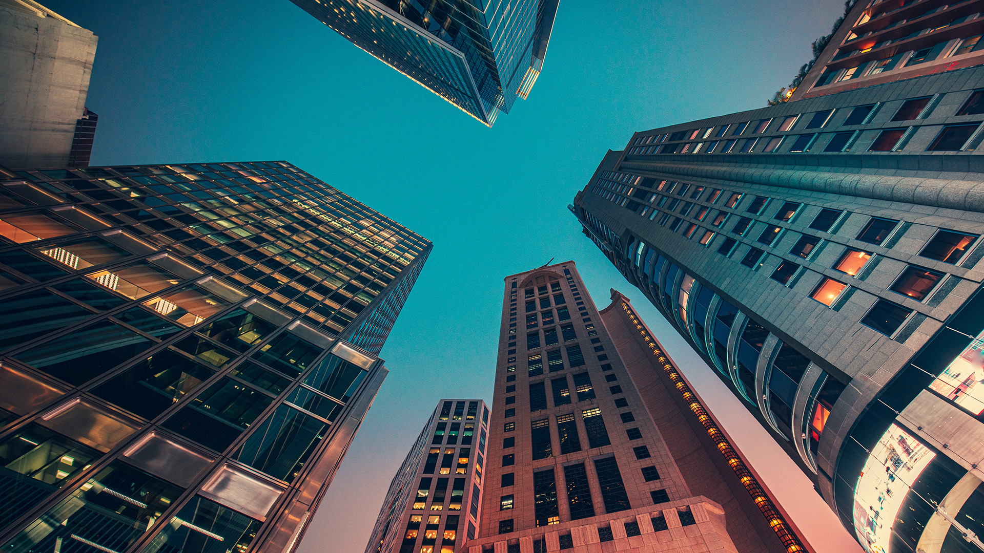 Office buildings at night