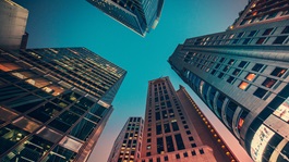 Office buildings at night