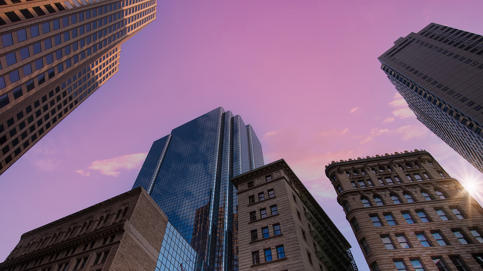 Purple sky buildings