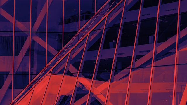 Red purple office building exterior