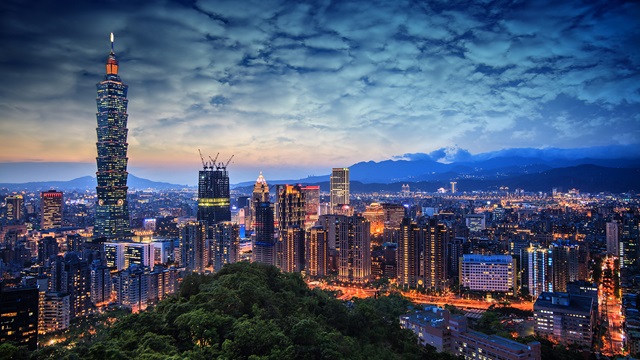 Taipei skyline on a cloudy evening