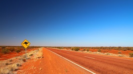 Kangaroo sign by Australian outback road