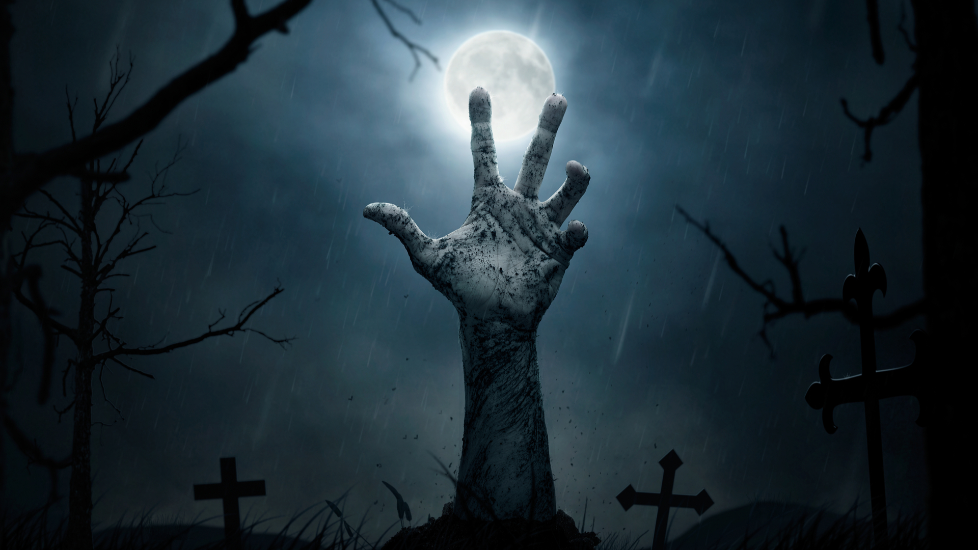 Zombie hand revived from cemetary