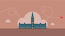 Illustration of the Canada Government building on a buff background