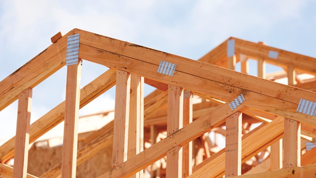 abstract of home framing construction site