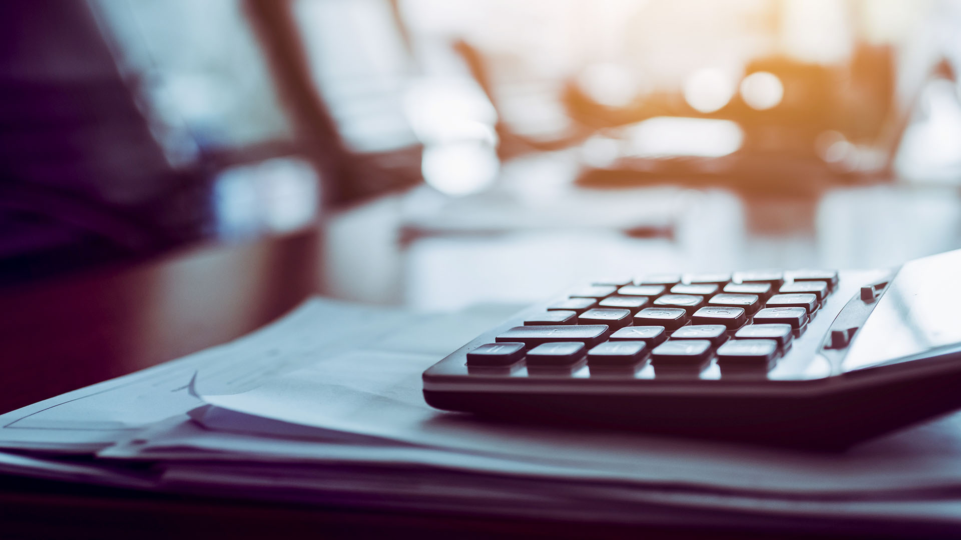 Close up calculator on business working desk