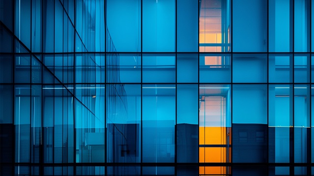 Abstract-orange-and-blue-building