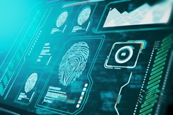 Close up of a computer screen with a fingerprint