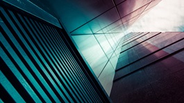 Blue and green abstract building