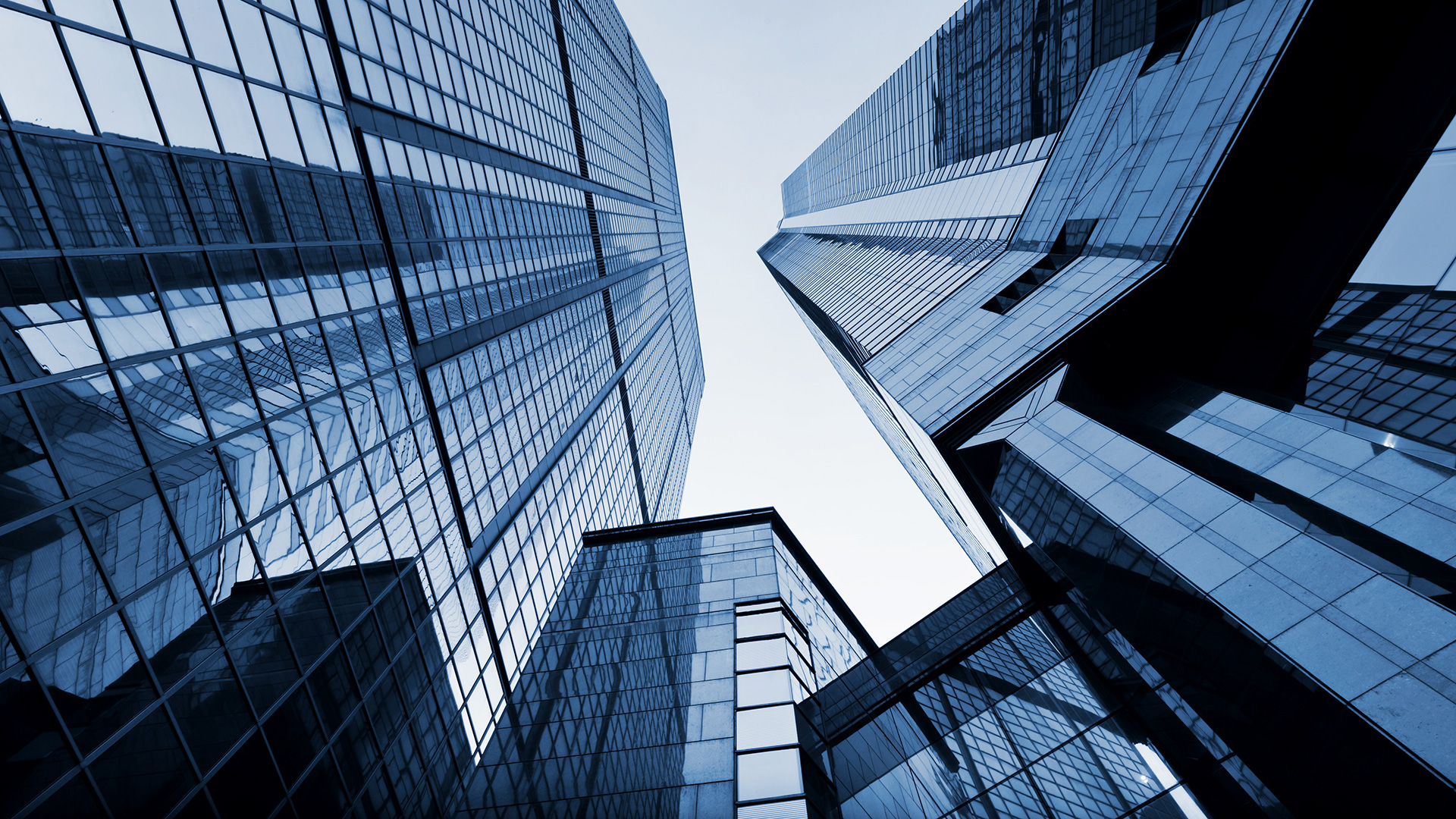 tall buildings with blue windows