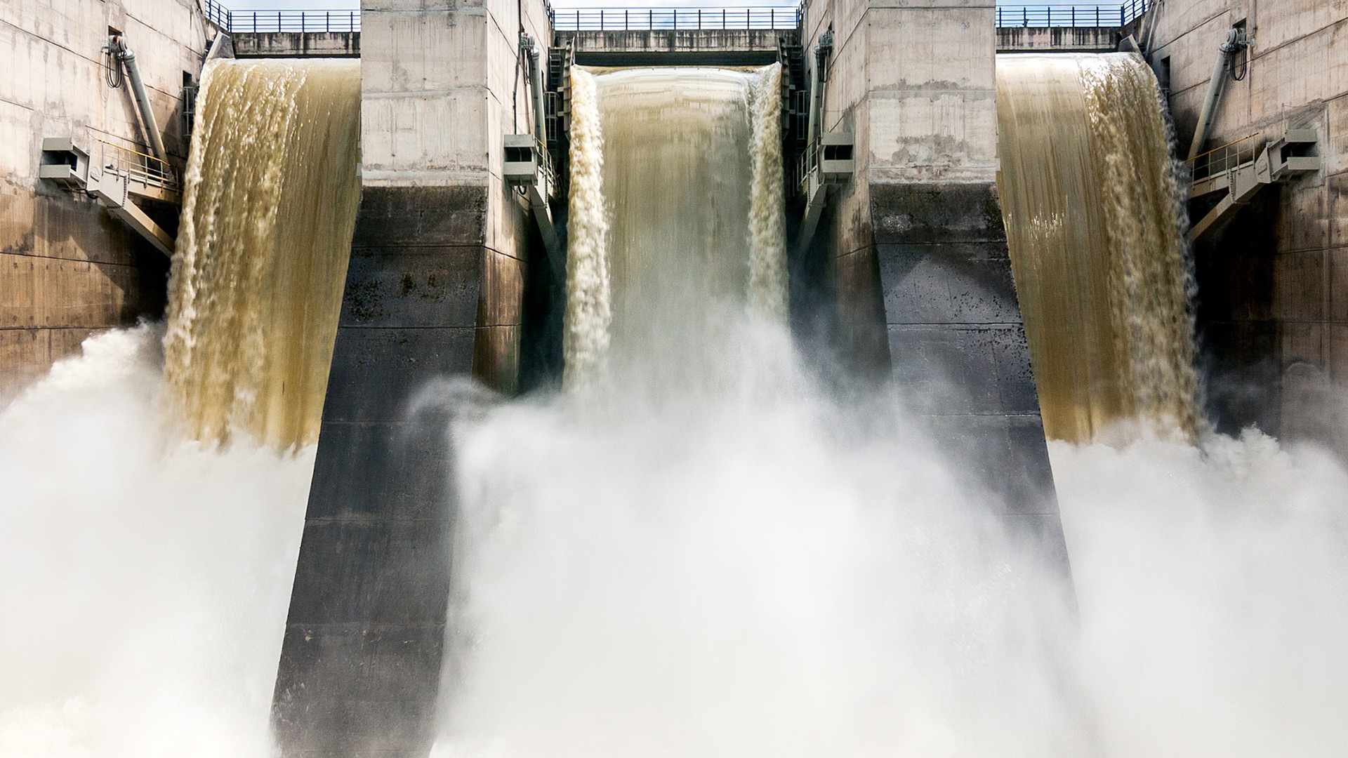 Draining water from the hydroelectric dam