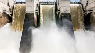 Draining water from the hydroelectric dam