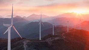 Wind turbines on mountains