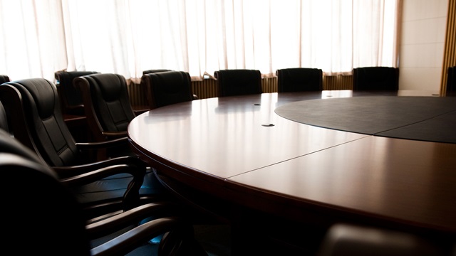 Empty boardroom table