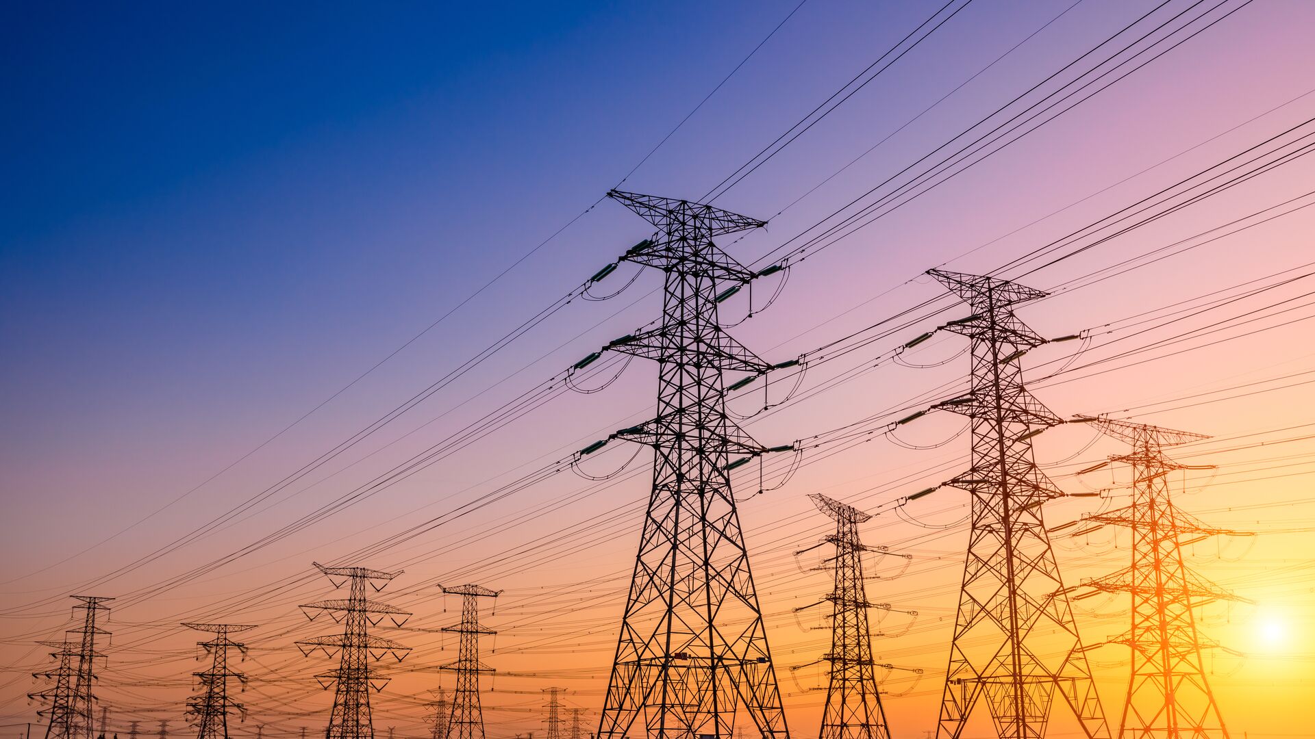 High voltage electricity tower sky