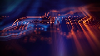 Carte de circuit imprimé éclairée en orange