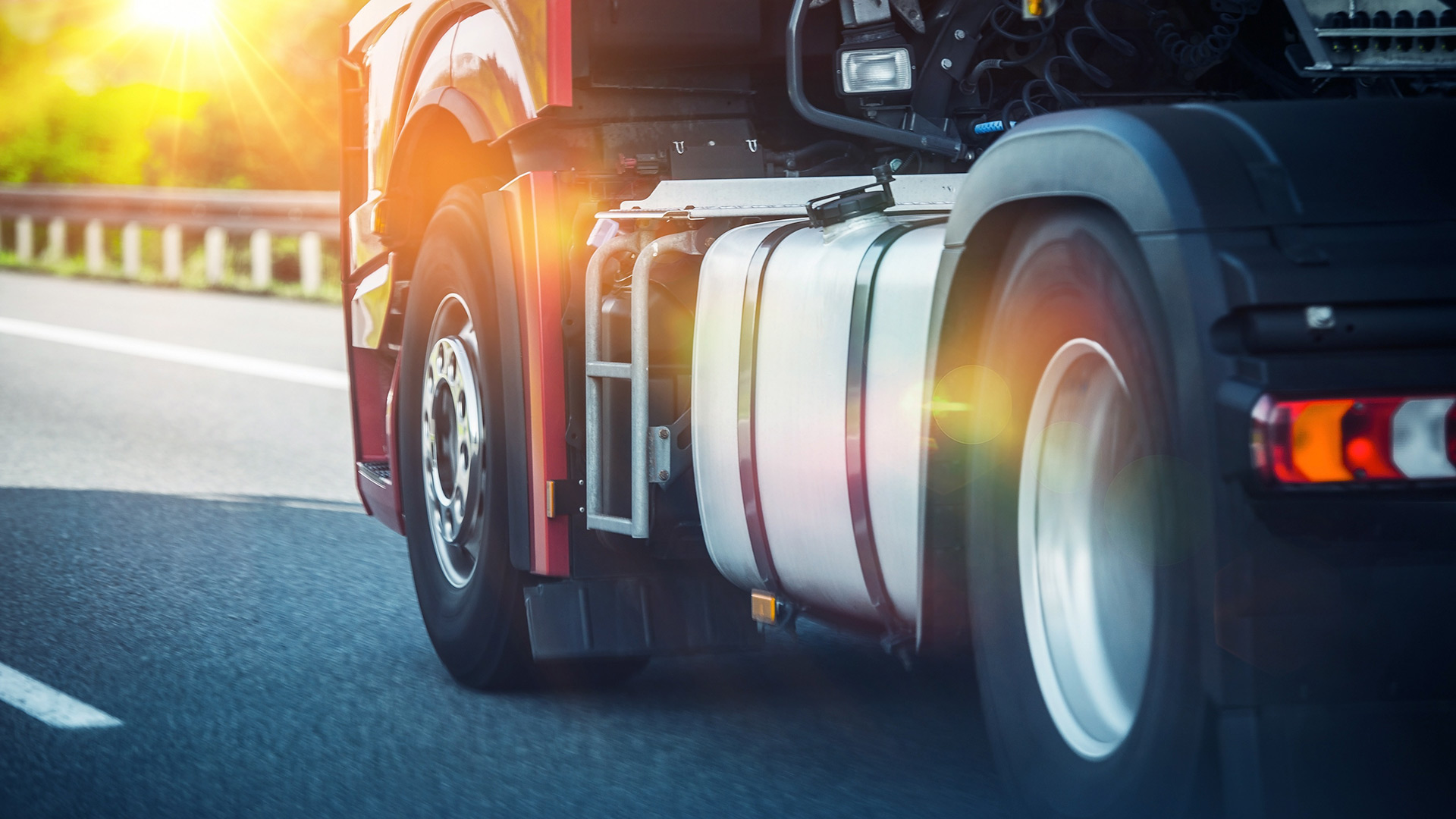 A truck driving on a highway