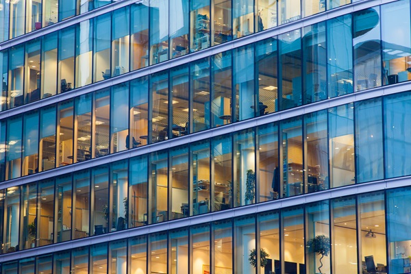 Office building with workers