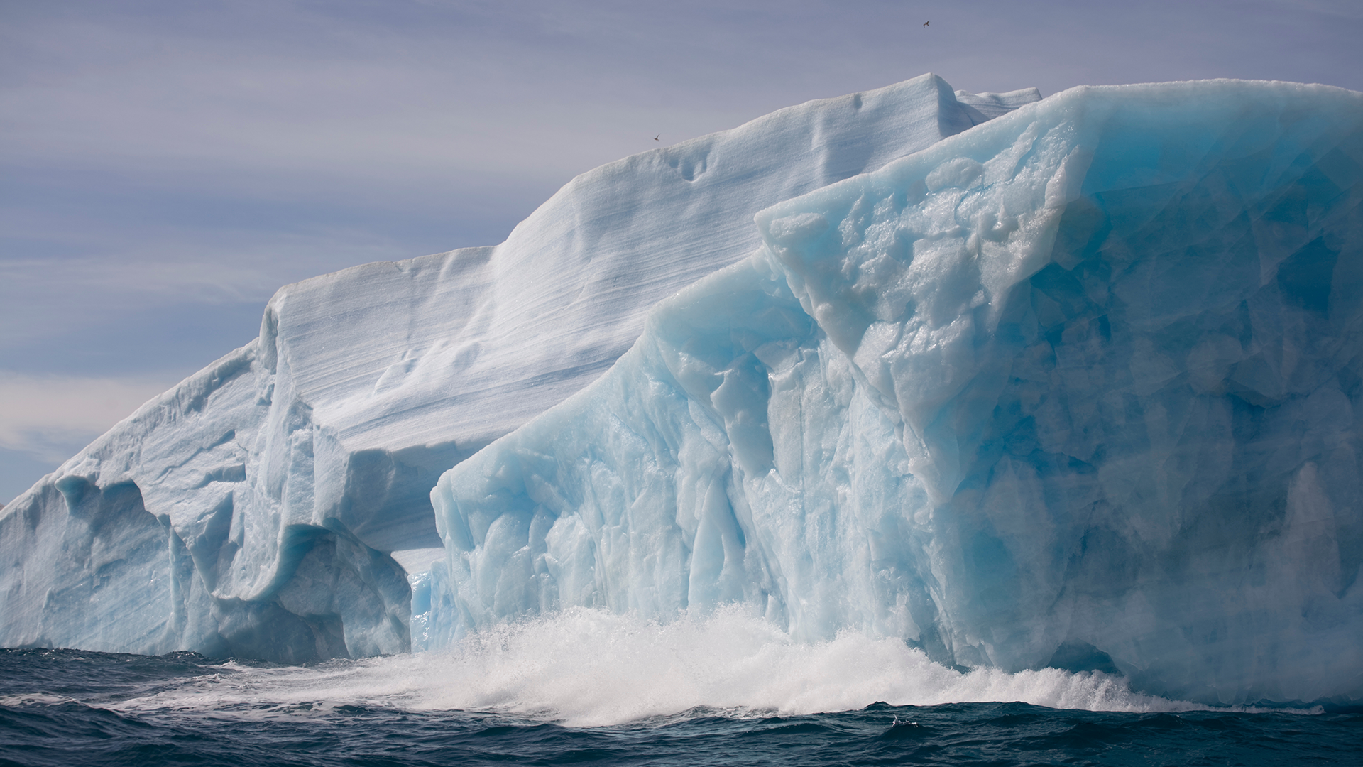 Glacier with falling ice