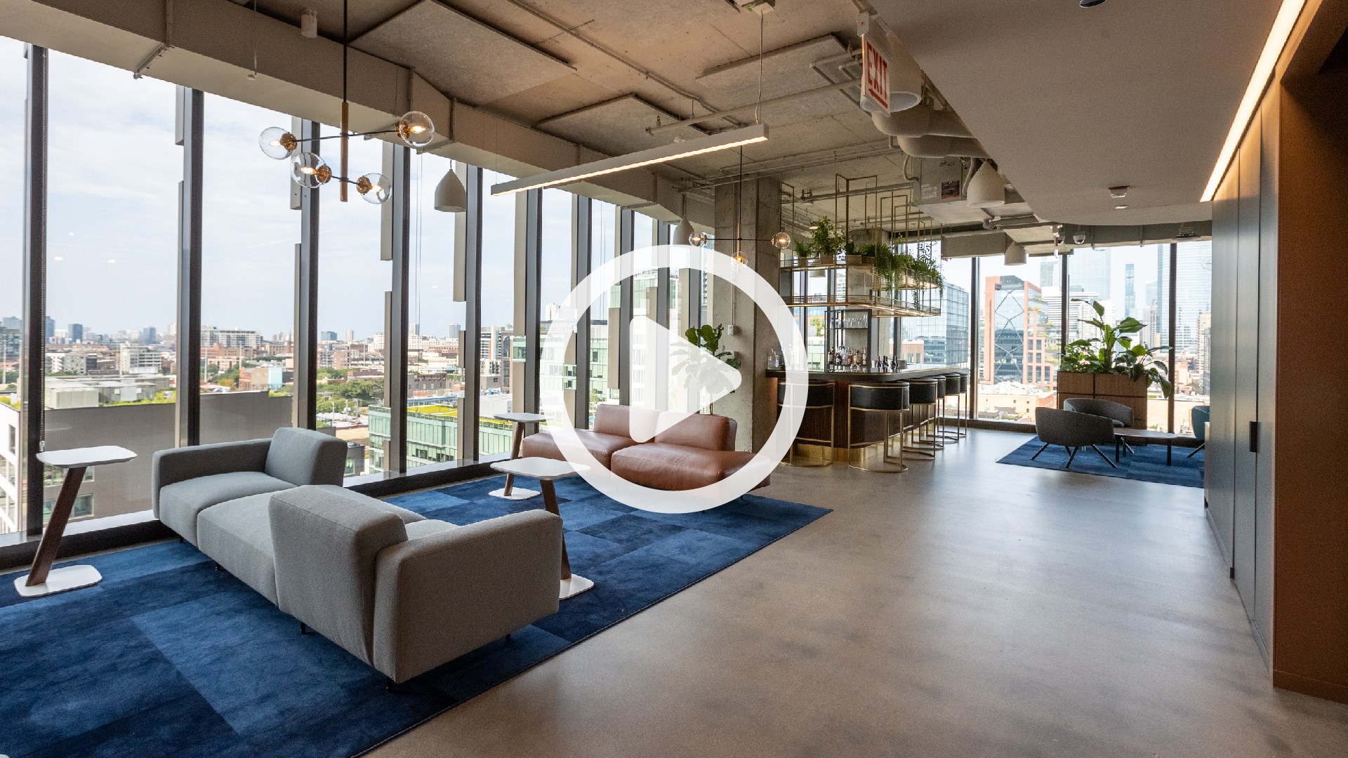 Chicago office video with play button overlay