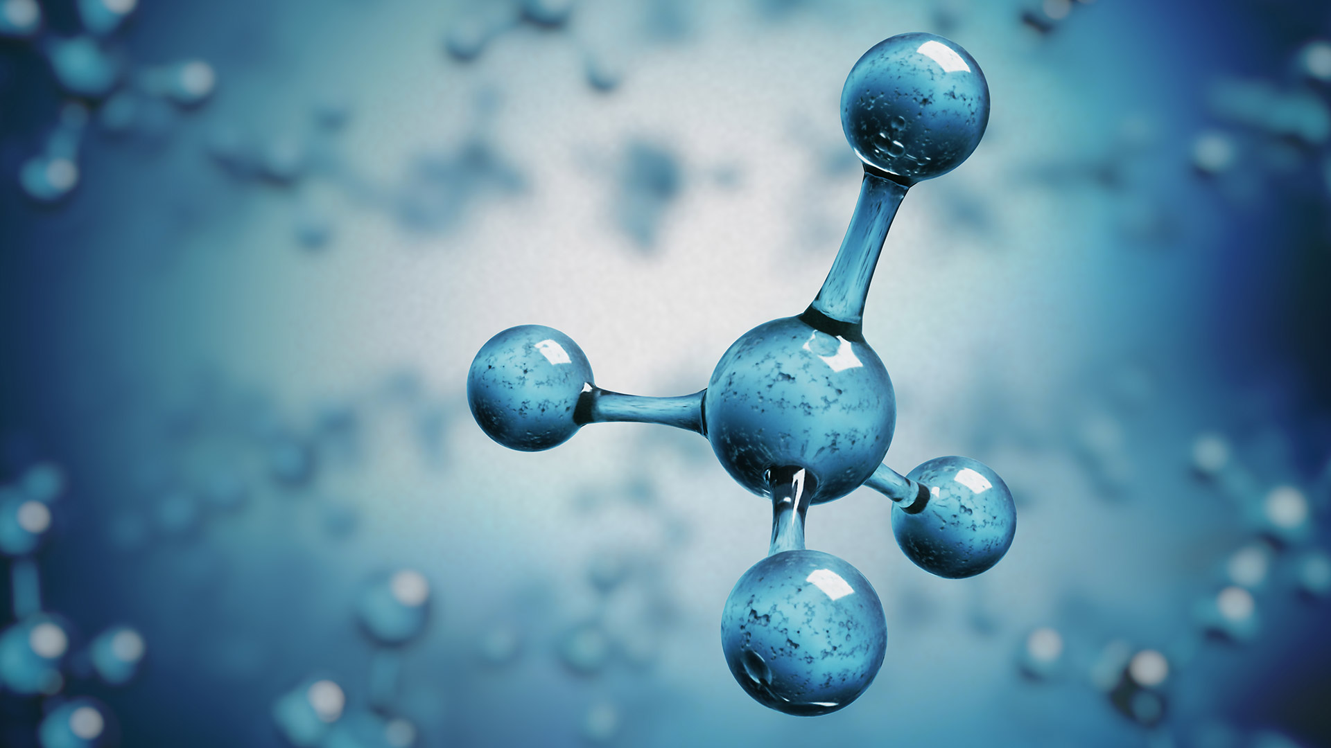 Blue atom/molecule