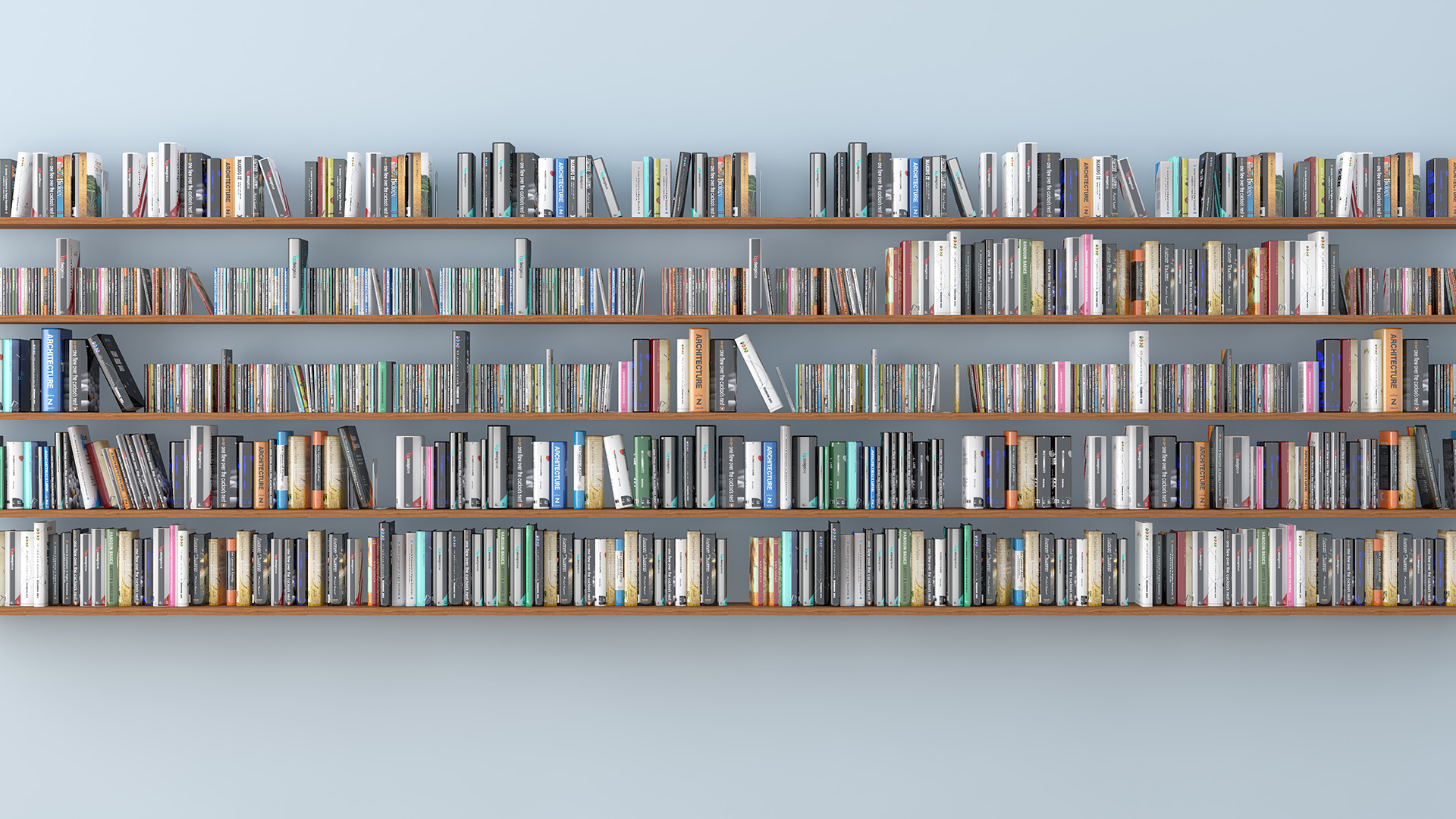 Bookshelves lined with books