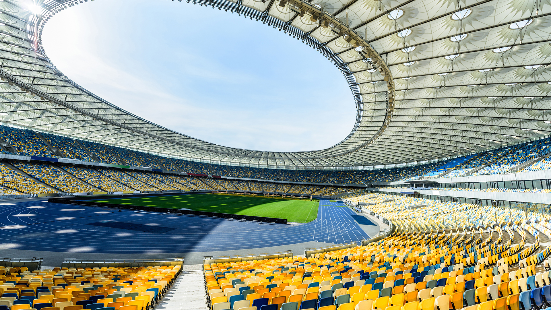 Stadium with seating and field