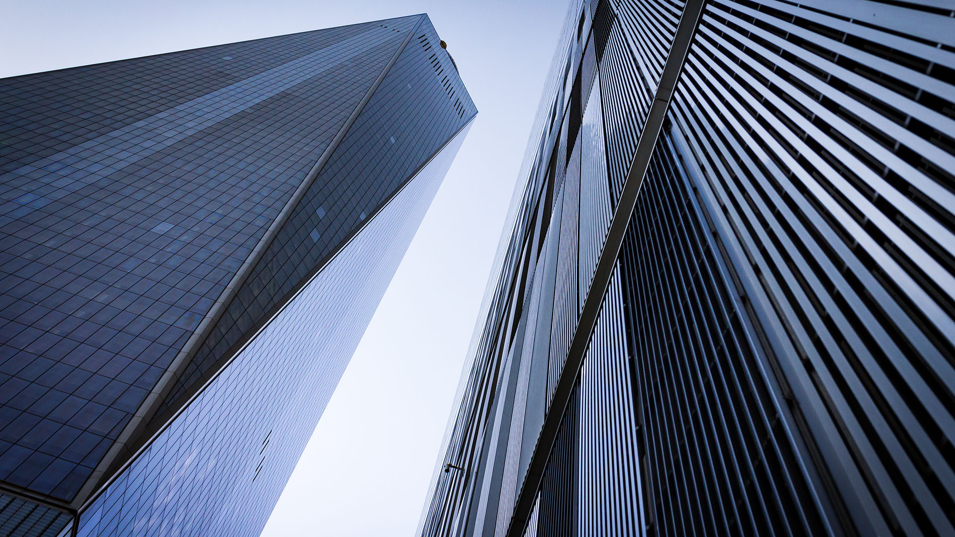 Downtown New York skyline viewed from below