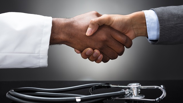 Handshake and stethoscope