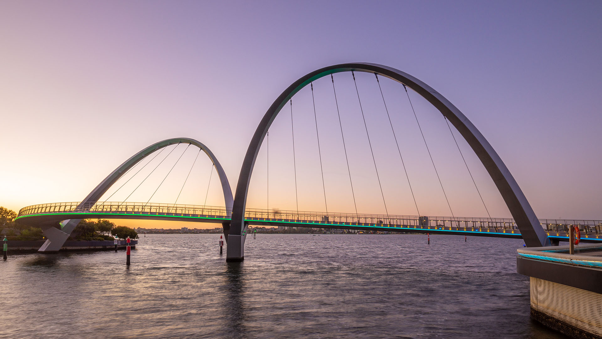 Walking bridge at dusk