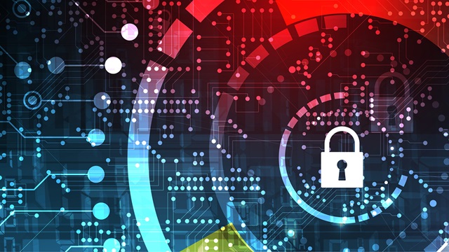 Locks with blue and red digital background