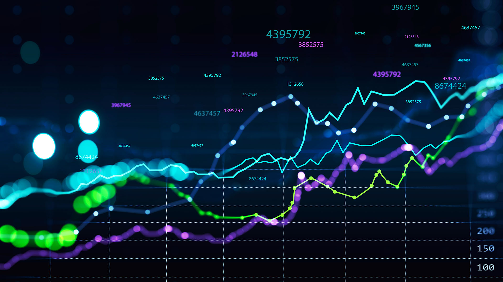 Purple and green financial chart